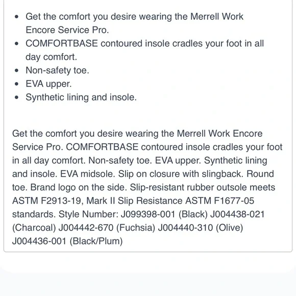 Merrell Women's Encore Service Pro Size 11 Charcoal Oil and Slip Resistant Shoe - Picture 13 of 13